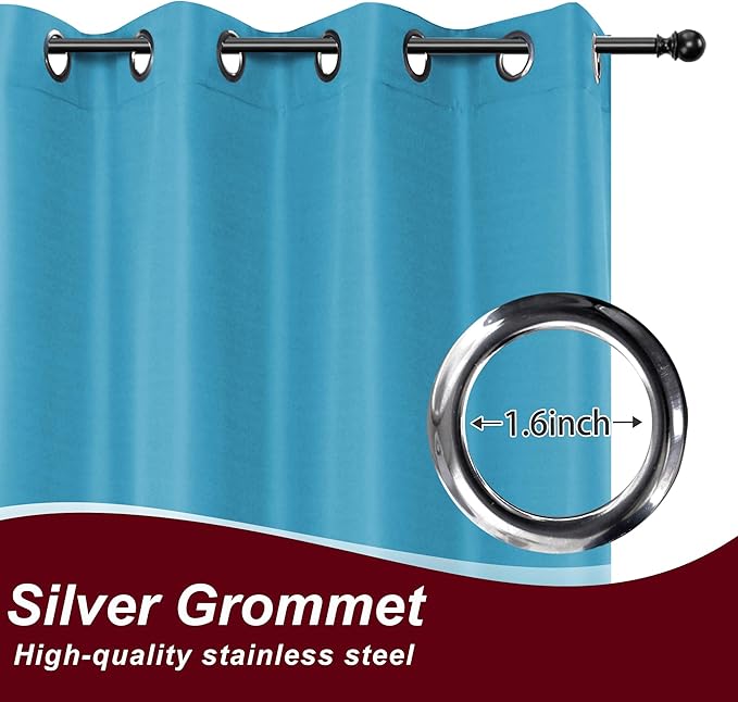 HolidayIdeas Grommet Outdoor Curtains for Patio Waterproof 8 Pcs All Weather Balcony Outside Curtains for Apartments, Gazebo, Pergolas, Porch, 54x95 Inch, Teal HolidayIdeas