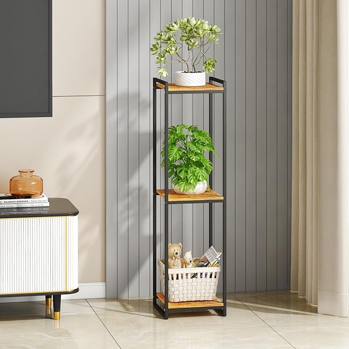 3-Tier Plant Stand Indoor, 45" Tall Modern Plant Shelf Corner Flower Pot Holder Organizer for Living Room Balcony Garden, Rustic Brown yeavs