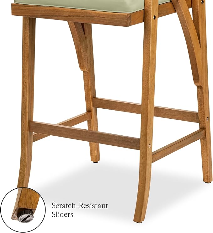 Best Choice Products Set of 2 Outdoor Acacia Wood Bar Stools Bar Chairs for Patio, Pool, Garden w/Weather-Resistant Cushions - Sage BestChoiceProducts