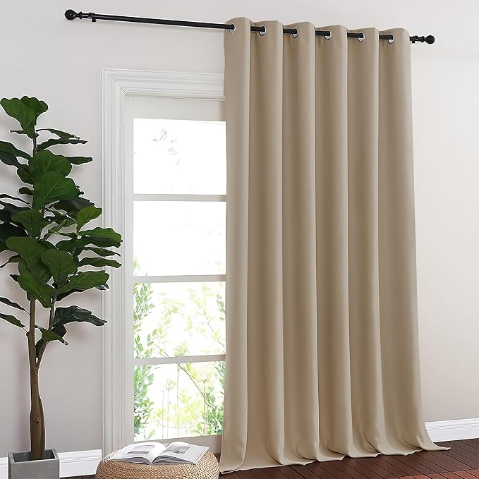 NICETOWN Blackout Curtains & Drapes - Privacy Thermal Efficiency Backdrop Curtains for Bedroom Room Divider Living Room Patio Sliding Glass Door, Wide 80 x Long 144 inch, Taupe, 1 Panel NICETOWN