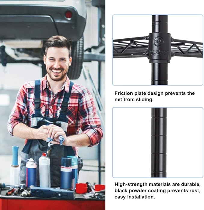 BestOffice | 6-Tier Wire Storage Shelves | 42x16x72 | Black | with Adjustable Racks | Heavy-Duty Metal Shelf, Holds Upto 1500 lbs | No-Tool Assembly | Ideal for Home & Garage Shelving BestOffice