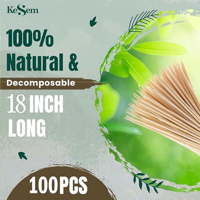 100pcs 18" Bamboo Plant Stakes 18 inch Long Skewers Sticks Wood Plant Supports Floral Wooden Sticks Indoor Gardening Supports Garden Stick, Sign Posting or Craft Rootora