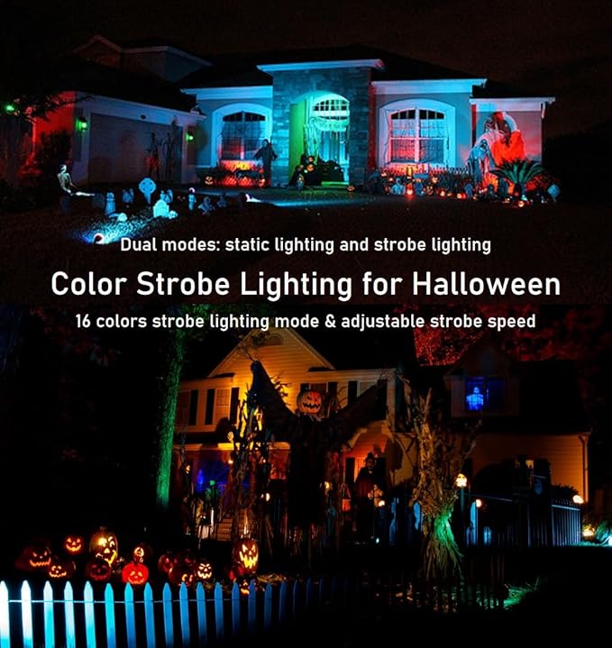 TOVEENEN 25W Color LED Outdoor Landscape Spotlight - Waterproof RGB Spot Lights for Yard Tree House Halloween Christmas, Dual Mode, 120V 25W TOVEENEN