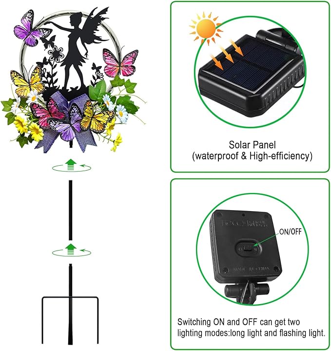 Solar Fairy Garden Decor, Silhouette Fairy with Butterflies Garden Stake,Waterproof for Outside,Walkway,Yard,Lawn,Patio HokfirmHomeDecorGarden