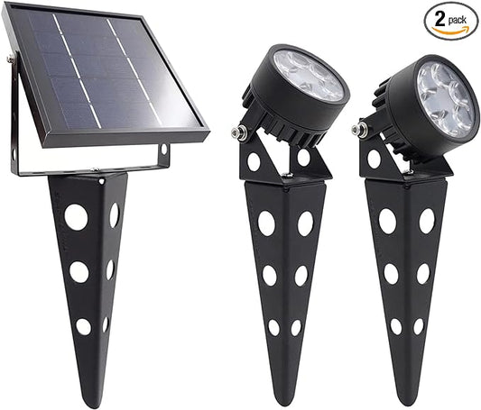 Legacy Mini 50X Twin Solar-Powered Spot Lights LED Spotlight Flag Pole Light (Warm White LED) for Outdoor Garden Yard Landscape Uplight Downlight, Waterproof, Black Finish SolarLightMart