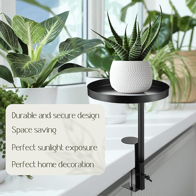 1 Pcs Window Sill Plant Shelf 7.9''D x 14.2''H Adjustable Window Shelf Windowsill Clamp Tray for Indoor Plants Metal Windowsill Extension Tray Planter Floating Shelves for Indoor Outdoor Teenyyou