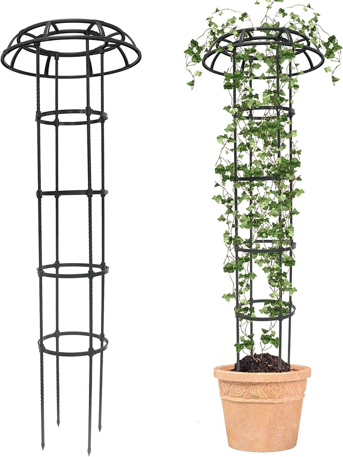 Garden Trellis for Climbing Plants Outdoor, 65 Inch Mushroom Top Trellis for Climbing Plants, Plant Trellis Support for Potted Plants Climbing Vine Rose Clematis Vegetable Trellis, 2 Pack Rootora