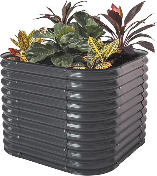 32" Extra Tall Raised Garden Bed Kits, 3.5 x 3.5 x 2.7ft Raised Planter Box Outdoor, 2 x 5 x 2.7ft Deep Root 4 in 1 Modular Metal Raised Beds for Gardening Vegetables Flowers Fruits - Modern Gray VegoGarden