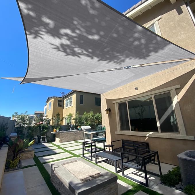 SUNLAX Sun Shade Sail 16' x 21' x 26.4' Silver Rectangle Canopy Sail Shade Cover UV Block Permeable Sunshade Outdoor for Patio Backyard Deck Pergola (We Make Custom Size) SUNLAX