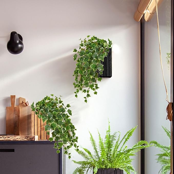 Hollyone 2pcs Artificial Hanging Plants 24" Fake Ivy Vine Faux Ivy Leaves Hanging Plant Greenery for Wall House Room Patio Indoor Outdoor Home Shelf Office Wedding Decor, UV Resistant Hollyone