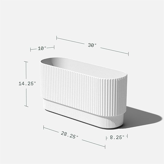 Veradek Demi Series Long Planter for Porch, Patio, Backyard | Durable Plastic-Stone Composite Material | Modern Décor for Shrubs, Flowers VeradekOutdoor