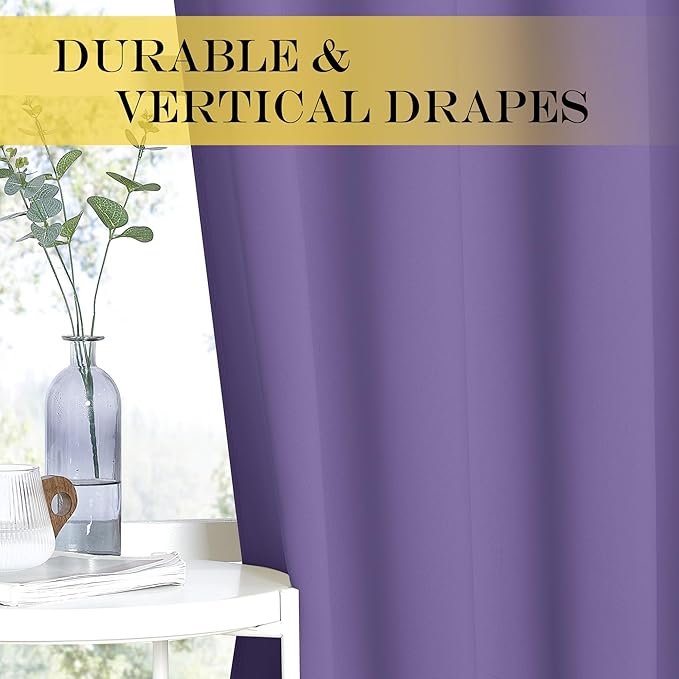 NICETOWN Room Darkening Curtain for Living Room - Energy Saving Thermal Insulated Grommet Room Darkening Curtain/Drape for Bedroom (1 Panel, 46 by 72, Lilac Purple) NICETOWN