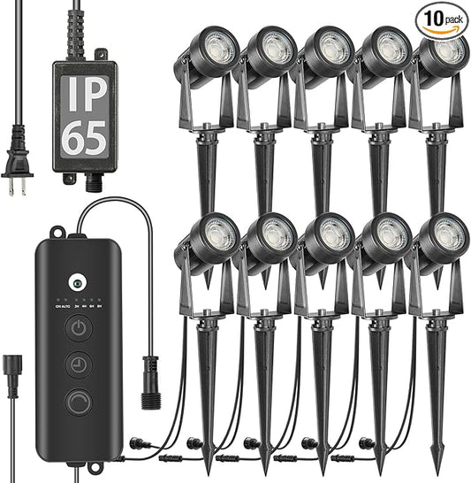 SUNTHIN Outdoor Landscape Lighting with Dusk to Dawn Sensor Controller, 10 Pack SUNTHIN
