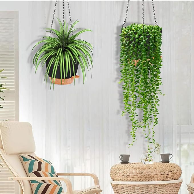 GARDIFE Hanging planters for Indoor Plants, 8 inch Hanging Planter, Self Watering Plant Pot, 2 Pack self Watering Hanging Planter, Black GARDIFE