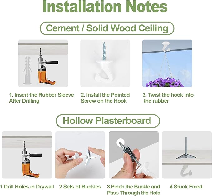 6 pcs Ceiling Hooks for Hanging Plants,Hanging Hanging Lights Metal Small Hooks,Indoor Outdoor Wall Heavy Duty Plant Hanger Swag Hook Aidoclip