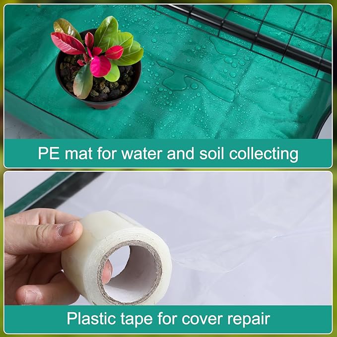 5 Tier Mini Greenhouse for Indoor Outdoor, Portable Green House with Durable PVC Cover and Shelves for Seedling, Heavy Duty Greenhouse with Waterproof Mat and Cover Tape, Gardening Gifts for Women Men Rootora