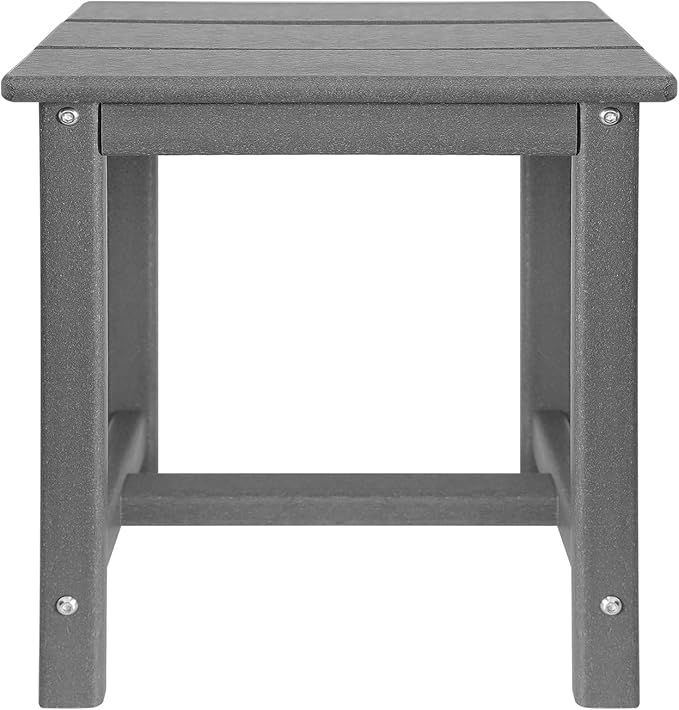 Adirondack Square Side Table,one-Tier Outdoor end Table, Patio Side Table for Pool,Porch,Backyard,Relaxing Companion (Grey) GARDENSTAR