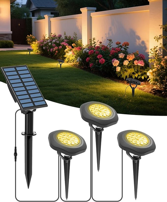 CORESLUX Solar Spot Lights Outdoor Waterproof IP68, 3-in-1 LED Warm Light Solar Landscape Lights, 2 Light Modes Landscape Path Lights for Outside Garden Yard Pond Pathway CORESLUX
