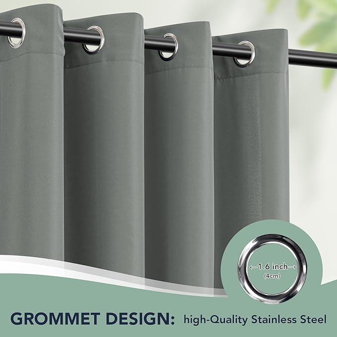Outdoor Curtains for Patio Waterproof - 6 Panels Privacy Weatherproof Outside Curtains with Grommets for Pergola, Gazebo, Porch, Cabana, Balcony, 54 x 84 Inch, Grey RichSets
