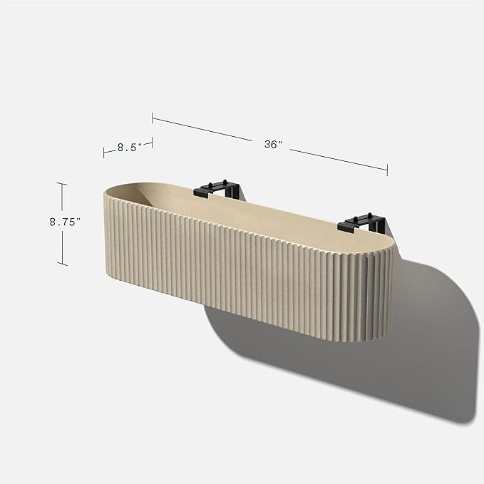 Veradek Demi Series Railing Planter - Hanging Planter Box for Windowsill/Balcony | Plastic-Stone Composite w/Railing Bracket | Modern Décor for Flowers VeradekOutdoor