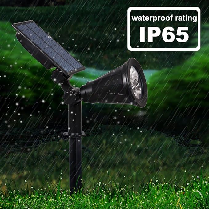 T-SUN Blue Solar Spotlights, Outdoor Waterproof Auto ON/Off Adjustable Garden Pond Lights for Tree, Patio, Yard, Driveway, Stairs, Pool Area T-SUN