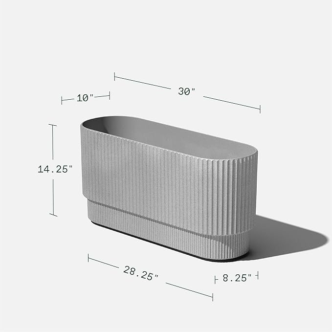 Veradek Demi Series Long Planter for Porch, Patio, Backyard | Durable Plastic-Concrete Material | Modern Décor for Shrubs, Flowers VeradekOutdoor