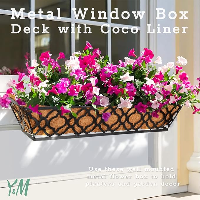 Y&M 30" Coco Liner for Window Box Deck Basket Planter Trough Coconut Fiber Liners 2pcs Trough Coco Liner Pre-Formed Replacement YM