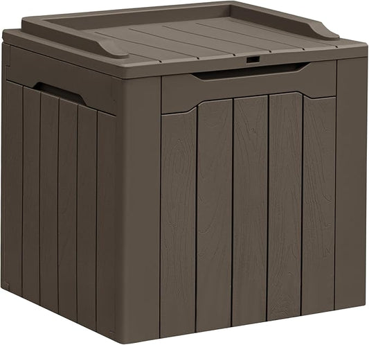 Greesum 31 Gallon Resin Deck Box All Weather Outdoor Storage Boxes for Patio Furniture Set,Outdoor Toys,Garden Tools,Brown BuynowfromGreesum