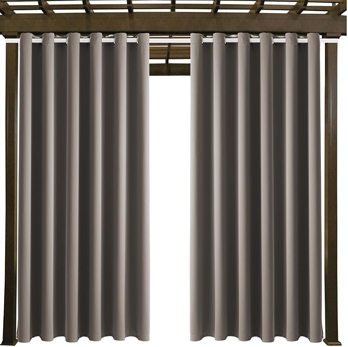 DIVA EN CAMINO DEC Outdoor Patio Curtain Waterproof Darkening Thermal Insulated Indoor Curtains for Bedroom, Porch, Living Room, Pergola, Cabana, W84 x L108, Taupe, Set of 2 Panels DivaenCamino