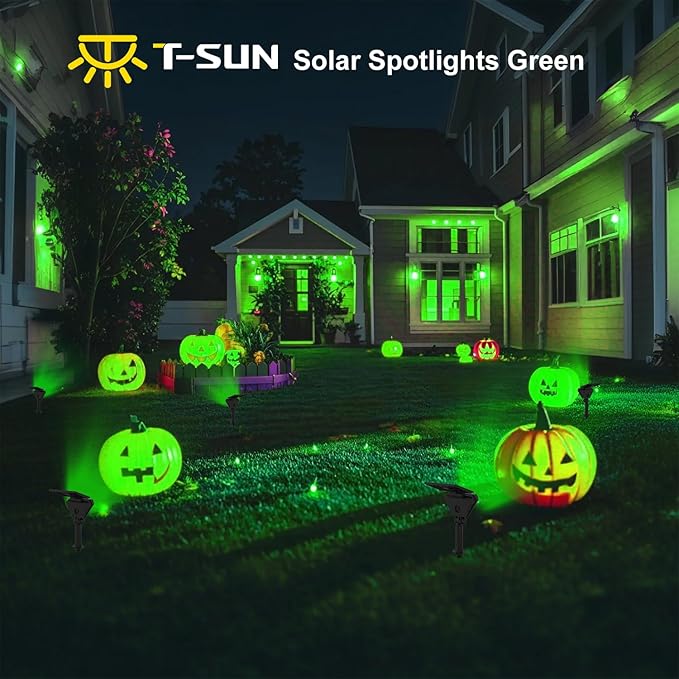 T-SUN Solar Lights Outdoor Waterproof IP65, 6Pack LED Solar Spot Lights Color Changing IP65 Waterproof Smart Auto On/Off for Outside Landscape Garden Yard Lawn Pathway Patio Driveway T-SUN