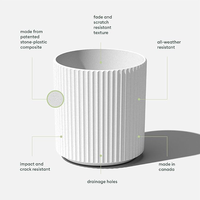 Veradek Demi Series Round Planter for Porch, Patio, Backyard | Durable Plastic-Concrete Material | Modern Décor for Tall Plants, Flowers VeradekOutdoor