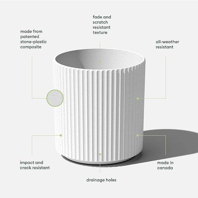 Veradek Demi Series Round Planter for Porch, Patio, Backyard | Durable Plastic-Stone Composite Material | Modern Décor for Tall Plants, Flowers VeradekOutdoor