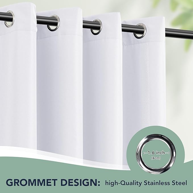 White Outdoor Curtains for Patio Waterproof - 8 Panels Privacy Weatherproof Outside Curtains with Grommets for Pergola, Gazebo, Porch, Cabana, Balcony, 54 x 95 Inch RichSets