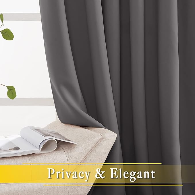 NICETOWN Sliding Door Curtains, Wide Thermal Blackout Patio Door Curtain Panel, Sliding Door Drapes/Draperies with Grommet Top (Gray, W80 x L84) NICETOWN