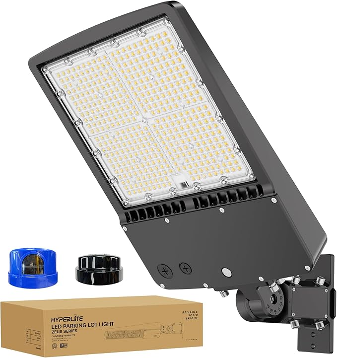 HYPERLITE Led Parking Lot Lights Outdoor 300W - UL Listed Arm & Slip Fitter 2 in 1 Wall Mount LED Flood Light - 45000lm 5000K Parking Lot Lights Commercial for Yard Street Court Driveways Stadium HYPERLITE