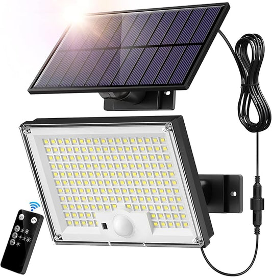 Solar Outdoor Lights, 172LED 3Modes Split Motion Sensor Lights with Remote Control, IP65 Waterproof Solar Flood Lights for Yard, Patio, Garden, Garage (1 Pack) Gusicil