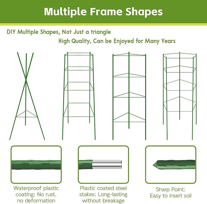 Riare 8 Pack 4 FT Tomato Cages for Garden- 48inches Heavy Duty Garden Stakes, Adjustable Tall Tomato Plant Support Tomato Trellis Cage for Pots, Raised Garden Bed, Climbing Vegetables Plants Flowers Riare