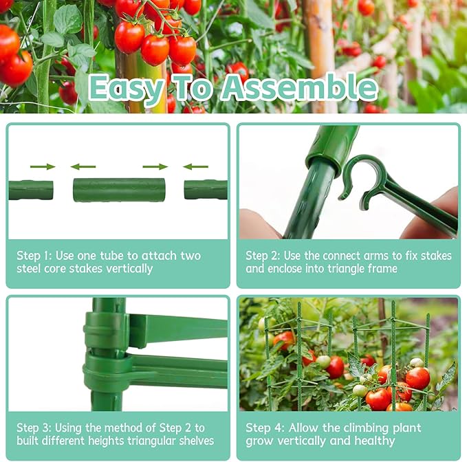 Riare 2 Pack 4 FT Tomato Cages for Garden- 48inches Heavy Duty Garden Stakes, Adjustable Tall Tomato Plant Support Tomato Trellis Cage for Pots, Raised Garden Bed, Climbing Vegetables Plants Flowers Riare