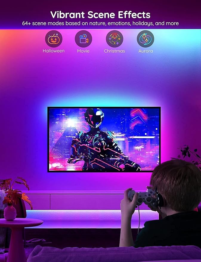 Govee Smart RGBIC LED Strip Lights 65.6ft, Alexa LED Light Strip Work with Google Assistant, Music Sync, DIY Multiple Colors on One Line, WiFi Color Changing Lights for Bedroom, Living Room, Holiday Govee