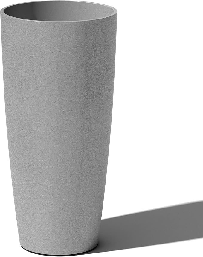 Veradek Mason Series Vega Planter - Round Tall Planter for Indoor or Outdoor Porch/Patio | Made from Plastic-Stone Composite with Drainage Holes | Modern Décor for, Flowers, Interior Plants VeradekOutdoor