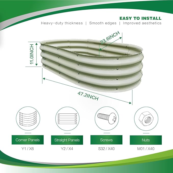 Gardmax 2 Pack Galvanized Raised Garden Bed, Lightweight Planter Boxes Outdoor with Easy Assembly, Large Garden Bed for Vegetables, Fruits, Flower ChooseGardmaxforbetterlife