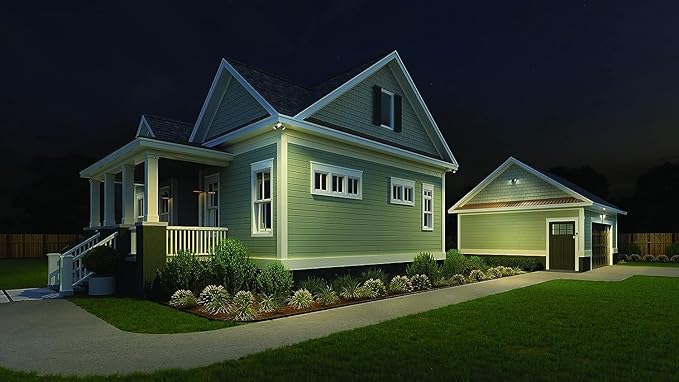 Lithonia Lighting HomeGuard 2-Light LED Outdoor Flood Lights, Motion Sensor Outdoor Lights with Dusk to Dawn, 4000K Cool White, Round Heads, Dark Bronze (HGX LED 2RH 40K 120 MO DDB M2) AcuityBrands