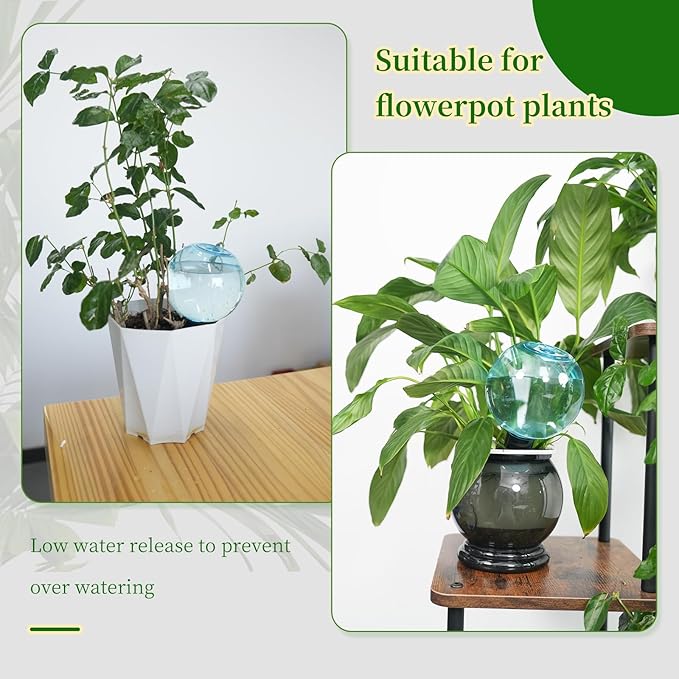 3pcs Large Plant Self Watering Globes, 17.5 oz Plastic Water Bulbs Top Fill, Plant Watering Devices System Slow Release Terracotta, Water Spikes Stakes for Indoor(3pack) GEWOSI