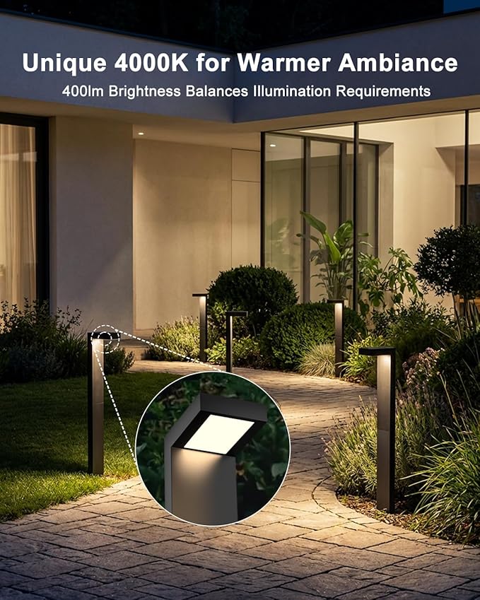 Low Voltage Landscape Lights, 2 Pack Outdoor LED Pathway Light, Wired Path Lighting for Walkway, Garden, IP65 Waterproof, 400LM, 4000K, Modern Cast-Aluminum, Black Lawyettle