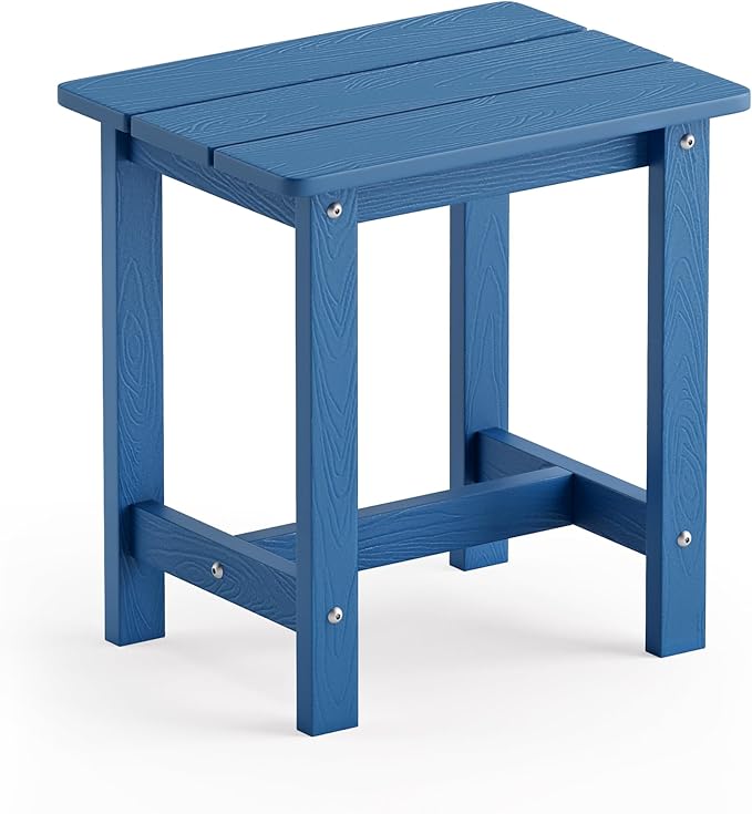 LUE BONA Outdoor Side Table, HDPS Small Outdoor Table, Adirondack Side Table, Outside End Table for Patio, Porch, Deck, Weather Resistant/Easy Maintenance/Indoor or Outside Use, Navy Blue LUEBONA