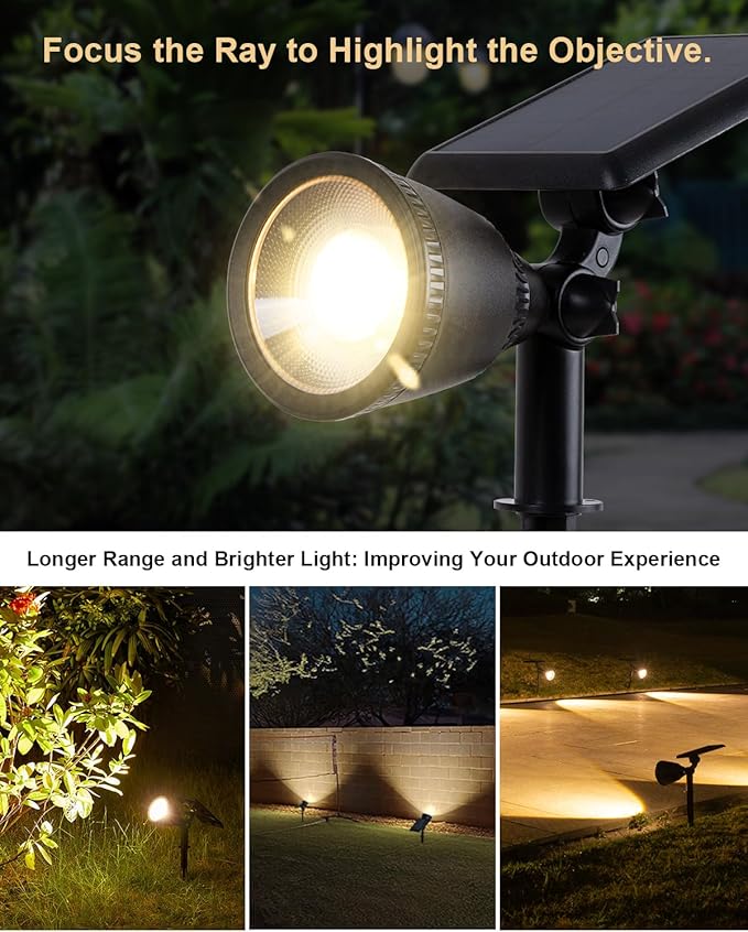 Solar Powered Spot Lights Outdoor Waterproof Super Bright LED Yard Spotlights for Tree, Flag, Lawn, Sculpture, Dusk to Dawn Landscape Uplighting for Outside House Wall Garden Backyard Walkway Driveway FALOVE