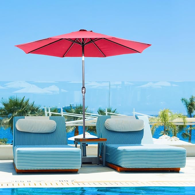 Backyard Expressions 9 ft. Patio Umbrella, Market Table Umbrella w/Tilt and Crank, 8 Ribs BackyardExpressions