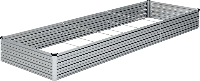 12x4x1FT Galvanized Raised Garden Bed Kit,Vegetable Boxes-Rectangle Metal Flower Box,Large Planter Raised Beds Outdoor Garden for Planting,Fruit,Herb-Silver DIIYIV