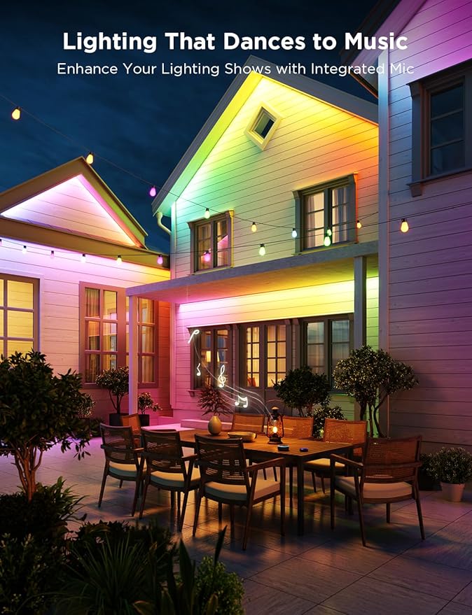 Govee Outdoor LED Strip Lights RGBIC with Warm and Cold White, 98.4ft 2.4G WiFi Smart Outdoor Lights, IP65 Waterproof, Work with Alexa and Google Assistant, App Control, for Porch, Patio, Eave, Party Govee