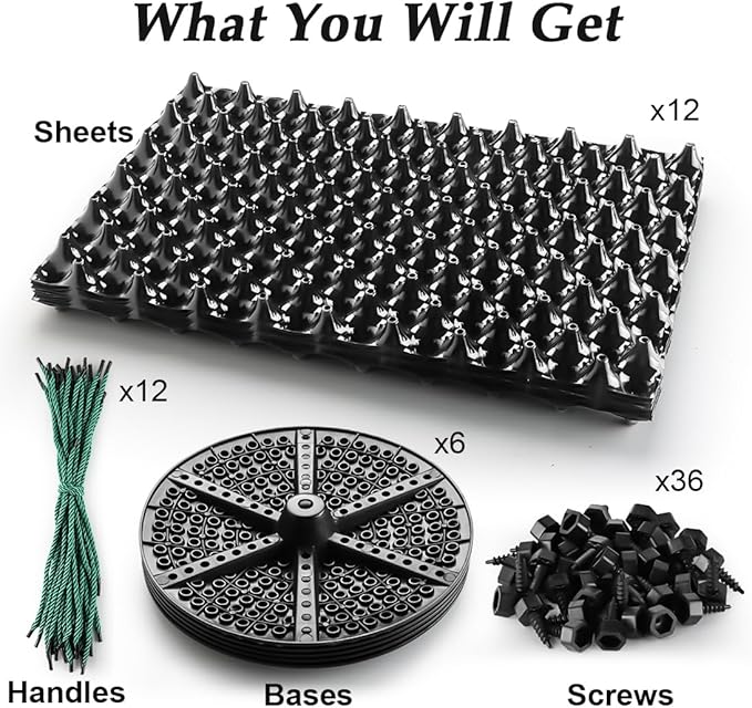 Air Pruning Planters 5 Gallon 6-Pack, Sturdy Plastic Roots Control Planter Container for Fruit Vegetable Garden Orchard, Size 12"x12",Black RooTrimmer